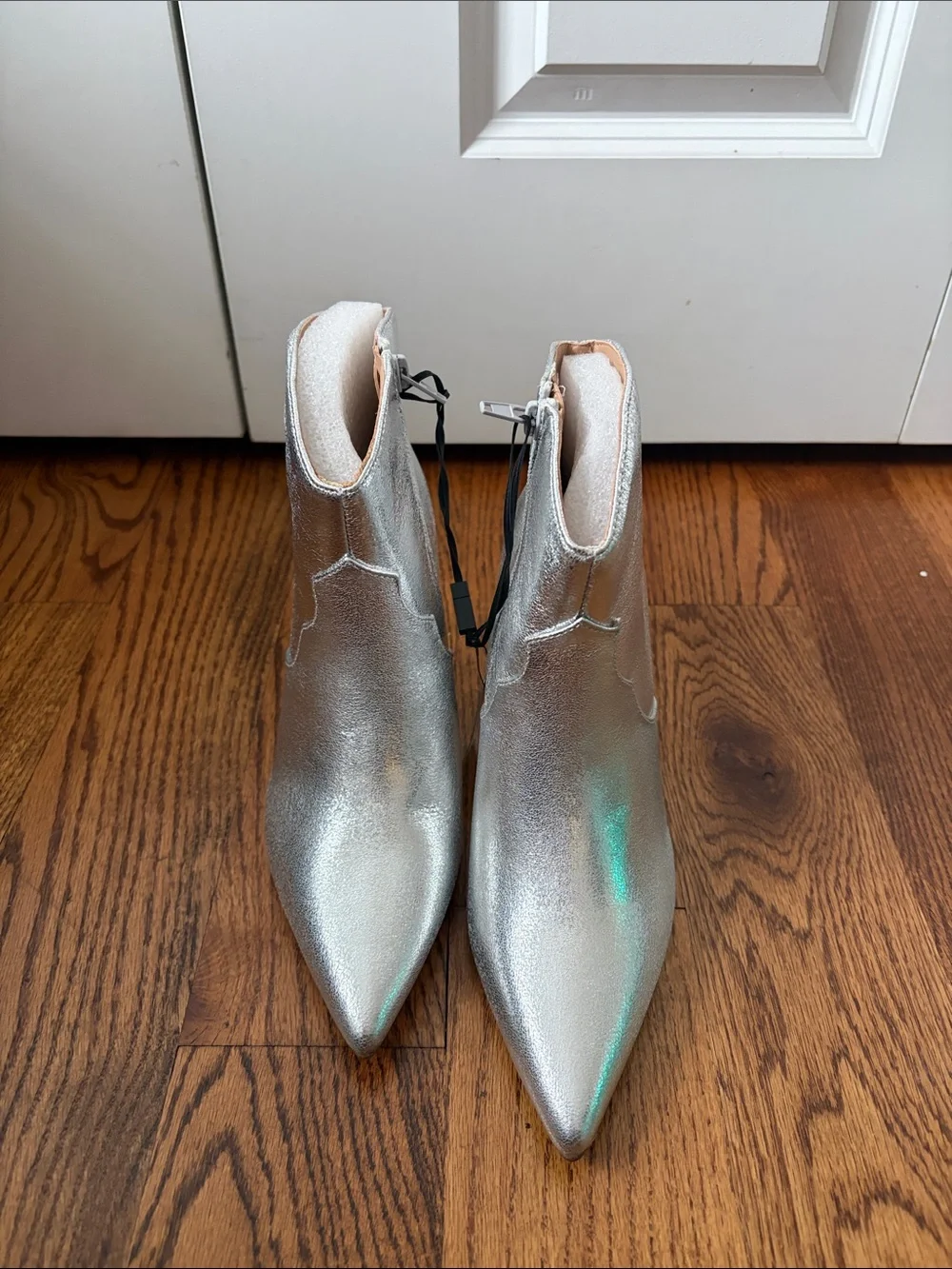 Express Silver Pointed Stiletto Ankle Booties Size 8 New